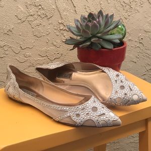 Badgley Mischka Gigi crystal pointy toe flats